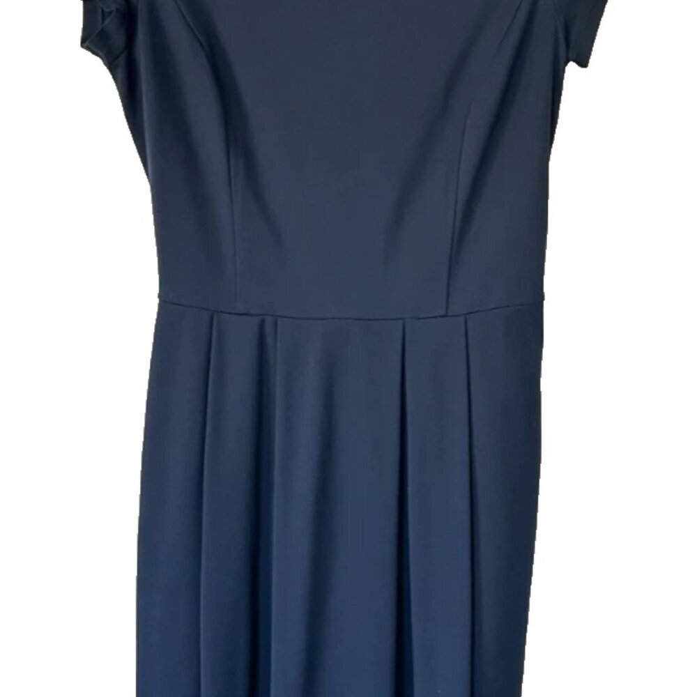 Brooks Brothers Women’s 8 Navy Belted Keyhole Ponte Sheath Dress Short Sleeve - Picture 8 of 10